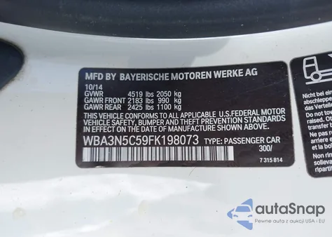 2015 BMW 428I xDrive z USA, uszkodzony, nr VIN WBA3N5C59FK198073